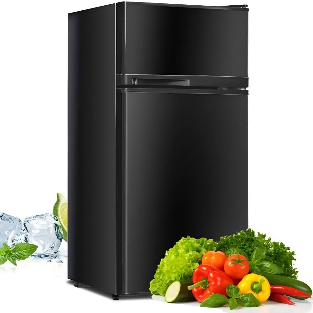 Alt View 9. Ecooso - 2-Door Compact Refrigerator, Top Freezer Fridge, Space-Saving Design for Apartment, Dorm & Office - Black.
