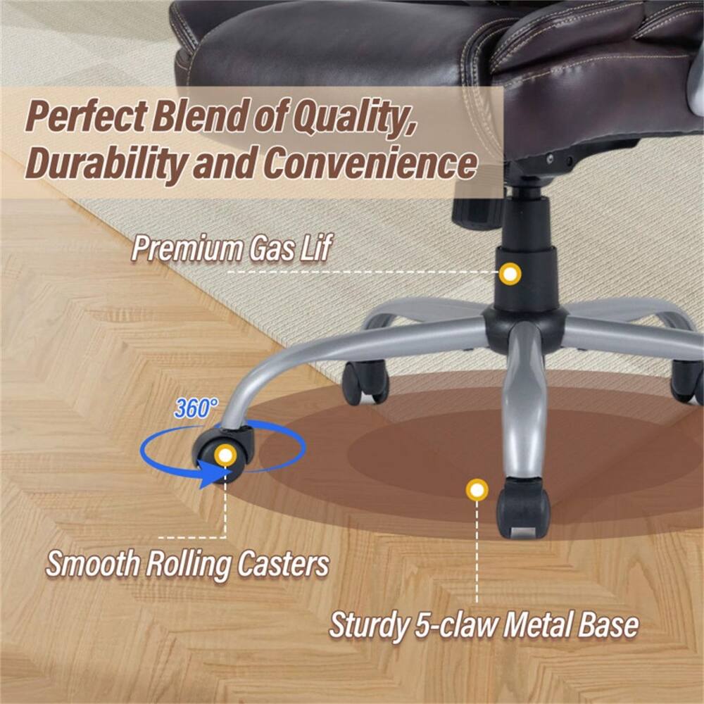 Perfect Blend of Quality, Durability and Convenience  
Premium Gas Lift  
360° Smooth Rolling Casters  
Sturdy 5-claw Metal Base