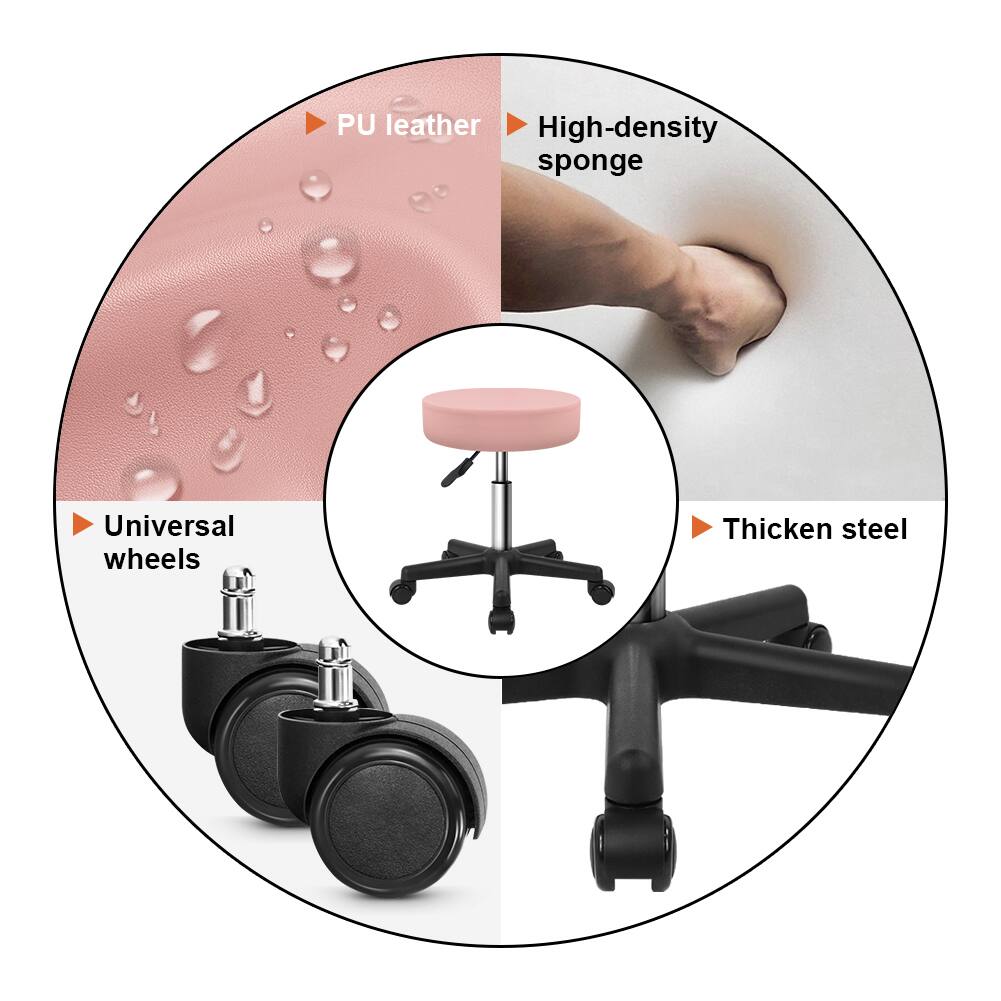 - PU leather
- High-density sponge
- Universal wheels
- Thickened steel