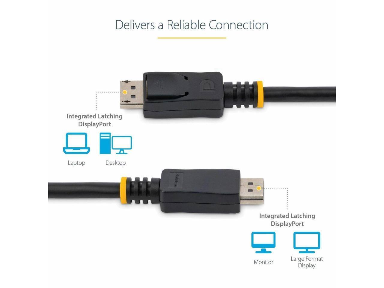 Delivers a Reliable Connection

Integrated Latching DisplayPort

Laptop
Desktop

Integrated Latching DisplayPort

Monitor
Large Format Display