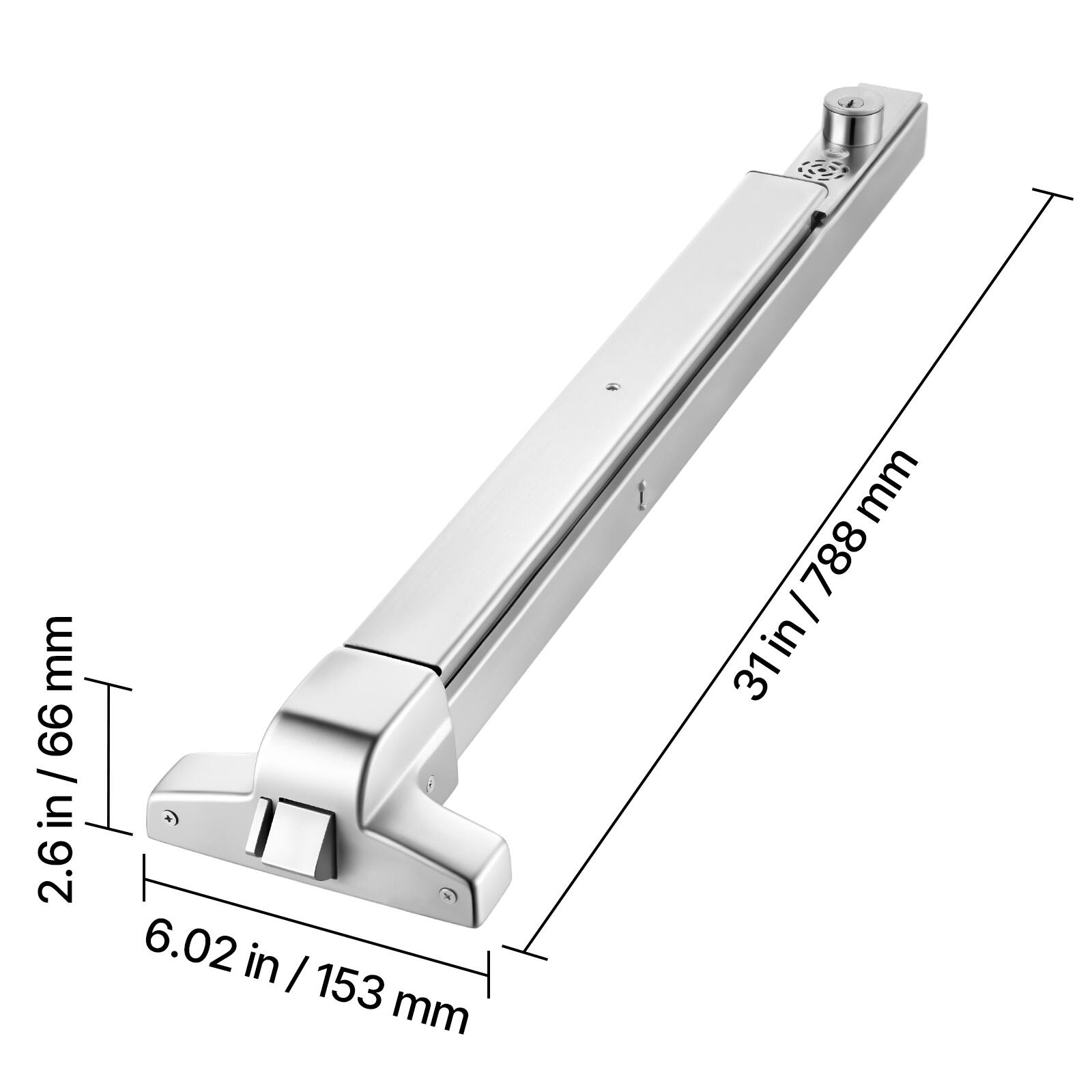 - 2.6 in / 66 mm
- 6.02 in / 153 mm
- 31 in / 788 mm