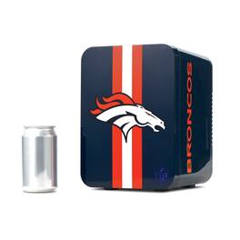 Ukonic NFL Denver Broncos 6-Can Mini Fridge 4L AC/DC Portable Cooler, Official Team Logo for Home & Car - Blue