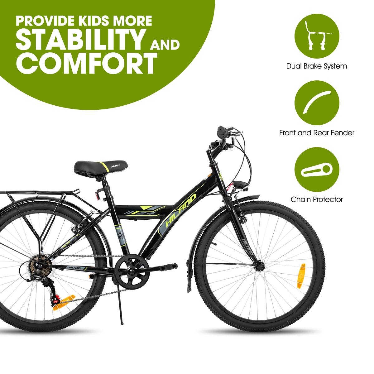 PROVIDE KIDS MORE STABILITY AND COMFORT

- Dual Brake System
- Front and Rear Fender
- Chain Protector