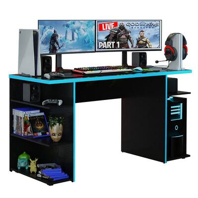 Madesa Large Gaming Computer Desk 53 Inch with 5 Open Shelves Madesa Large Gaming Computer Desk 53 Inch with 5 Open Shelves