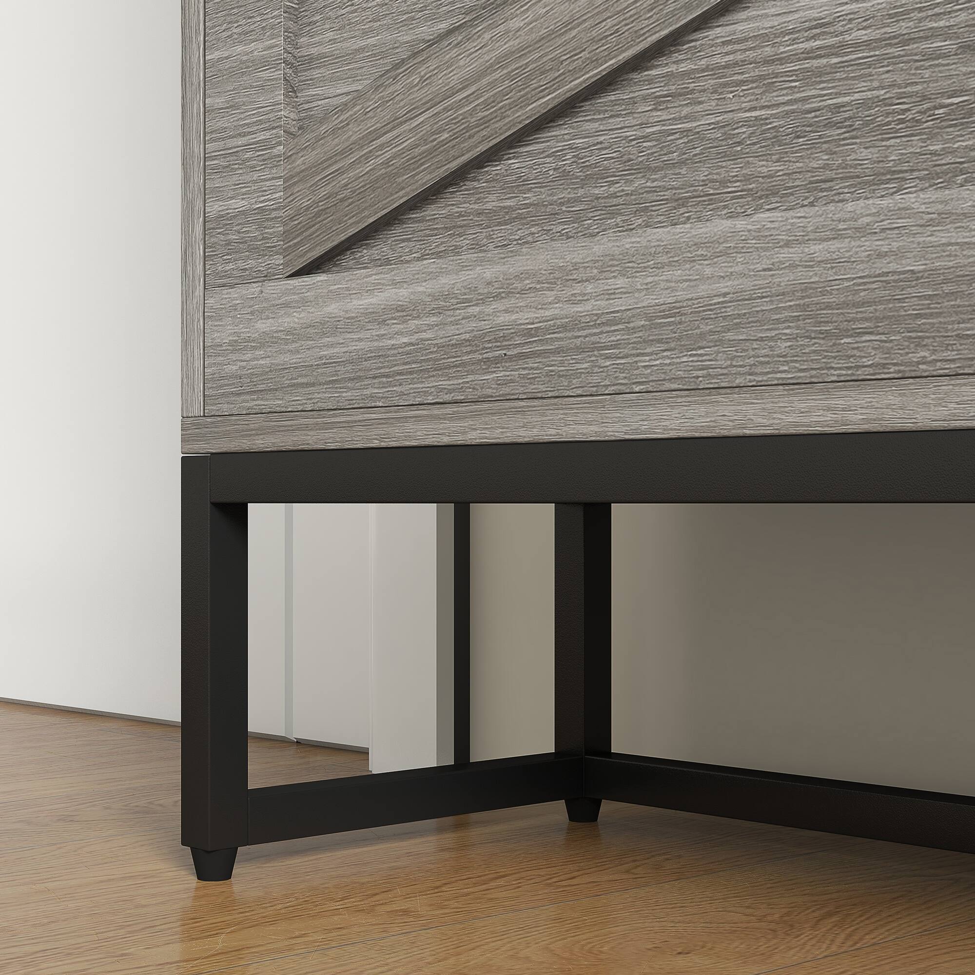 Alt View 7. Homcom - Narrow Shoe Storage Cabinet, 12 Pairs Farmhouse Shoe Organizer with 2 Flip Drawers, Adjustable Shelves - Distressed Gray.