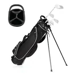 Costway - Golf Stand Cart Bag Club with Carry Organizer Pockets - Black