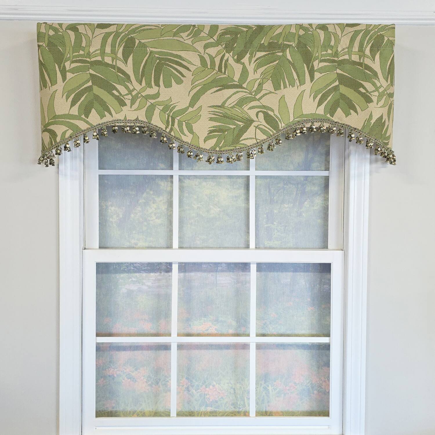 Angle. RLF Home - RLF Home 100% Cotton Breeze Cornice  Fully lined Windows Rod Pocket Valance 50" x 17"  Green - Green.