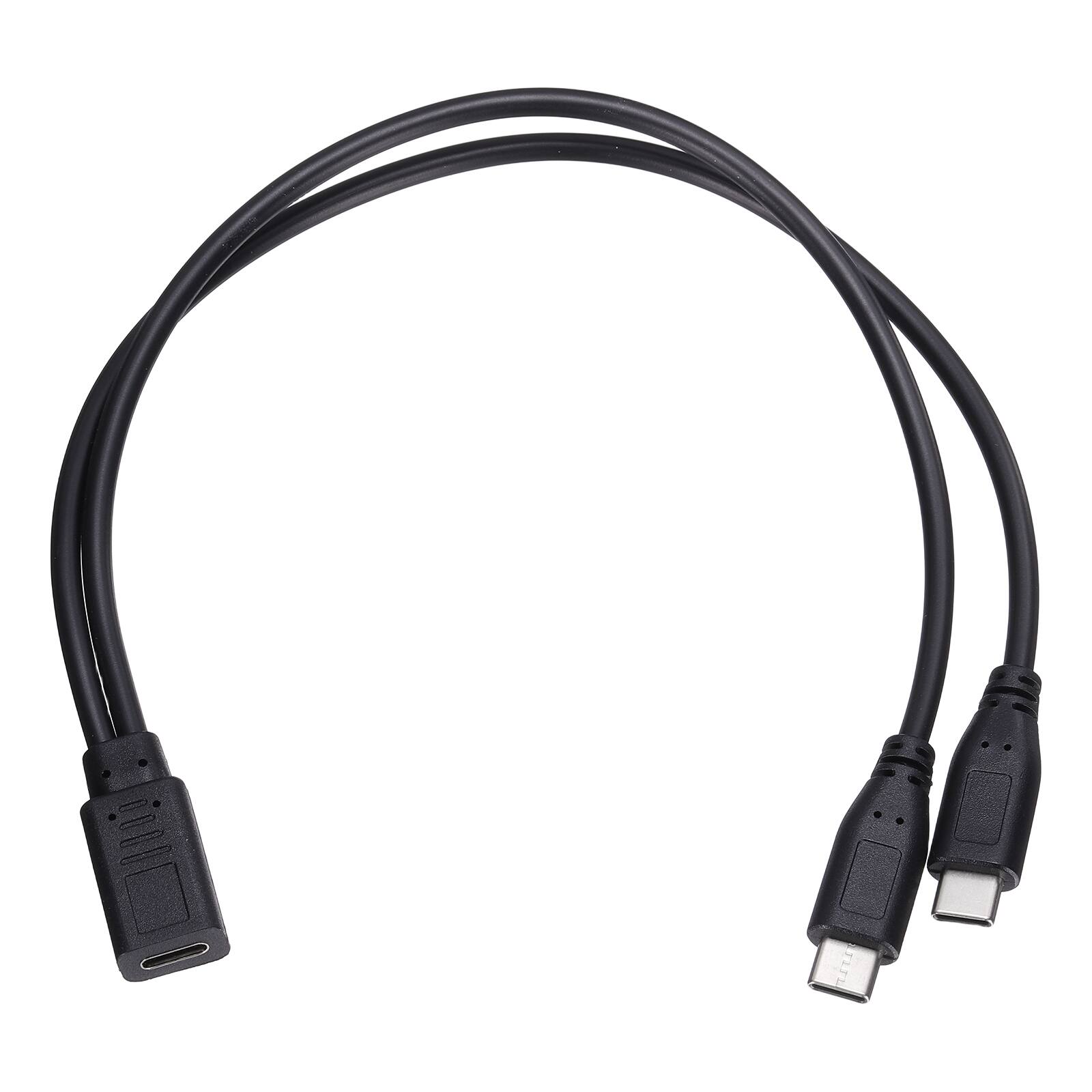 Front. Unique Bargains - Type C Female to Type C Male Charging Cable Cord 11.8" Extension Adapter - Black.