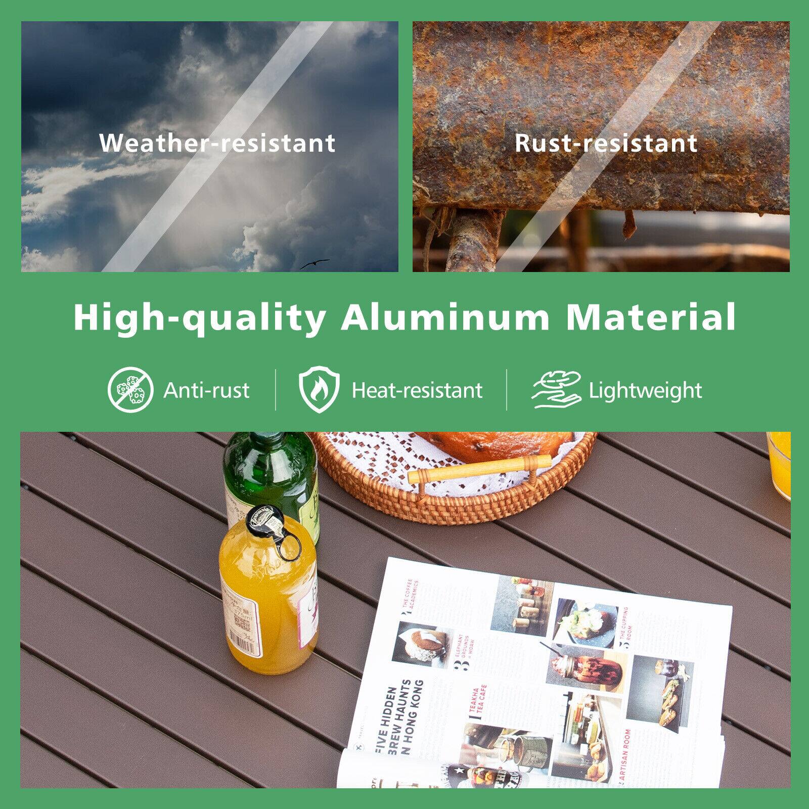 Weather-resistant  
Rust-resistant  
High-quality Aluminum Material  
Anti-rust  
Heat-resistant  
Lightweight  

THE COFFEE ALAUEMUS  
HIDDEN HAUNTS  
KONG FIVE BREW  
HONG KONG  

dumasr  
aoRouNU  
I 3 AKA  
CAPE TEA TH  
V SUPPRI  
bcom  

ROOM  
RACITRA