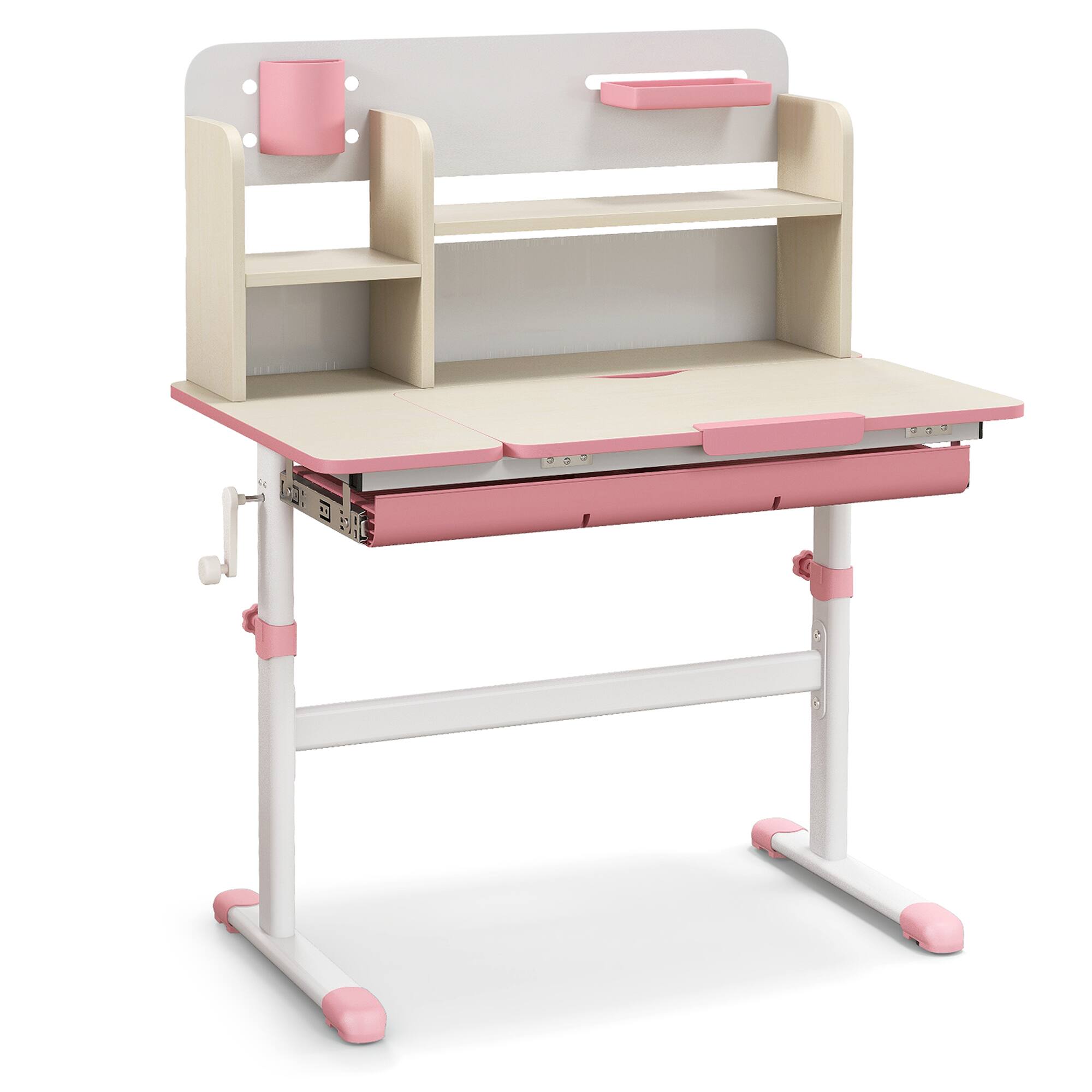 Alt View 9. Gymax - Gymax Kids Multifunctional Study Table Study Desk w/ Tiltable Desktop Book Stand Pink - Pink.
