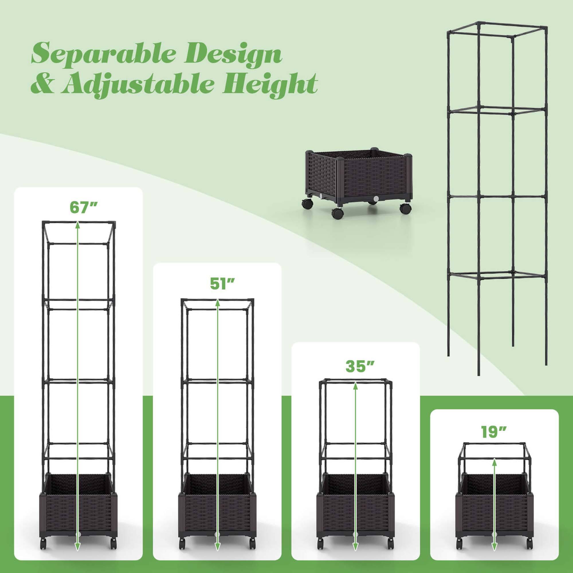 Separable Design & Adjustable Height: 67" 51" 35" 19"