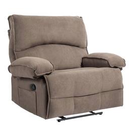 Kadyn - Oversized Push-Back Recliner, 27.5" Wide Seat, Massage Pillow, Super Soft Fleece, 2-Box Shipping - Brown