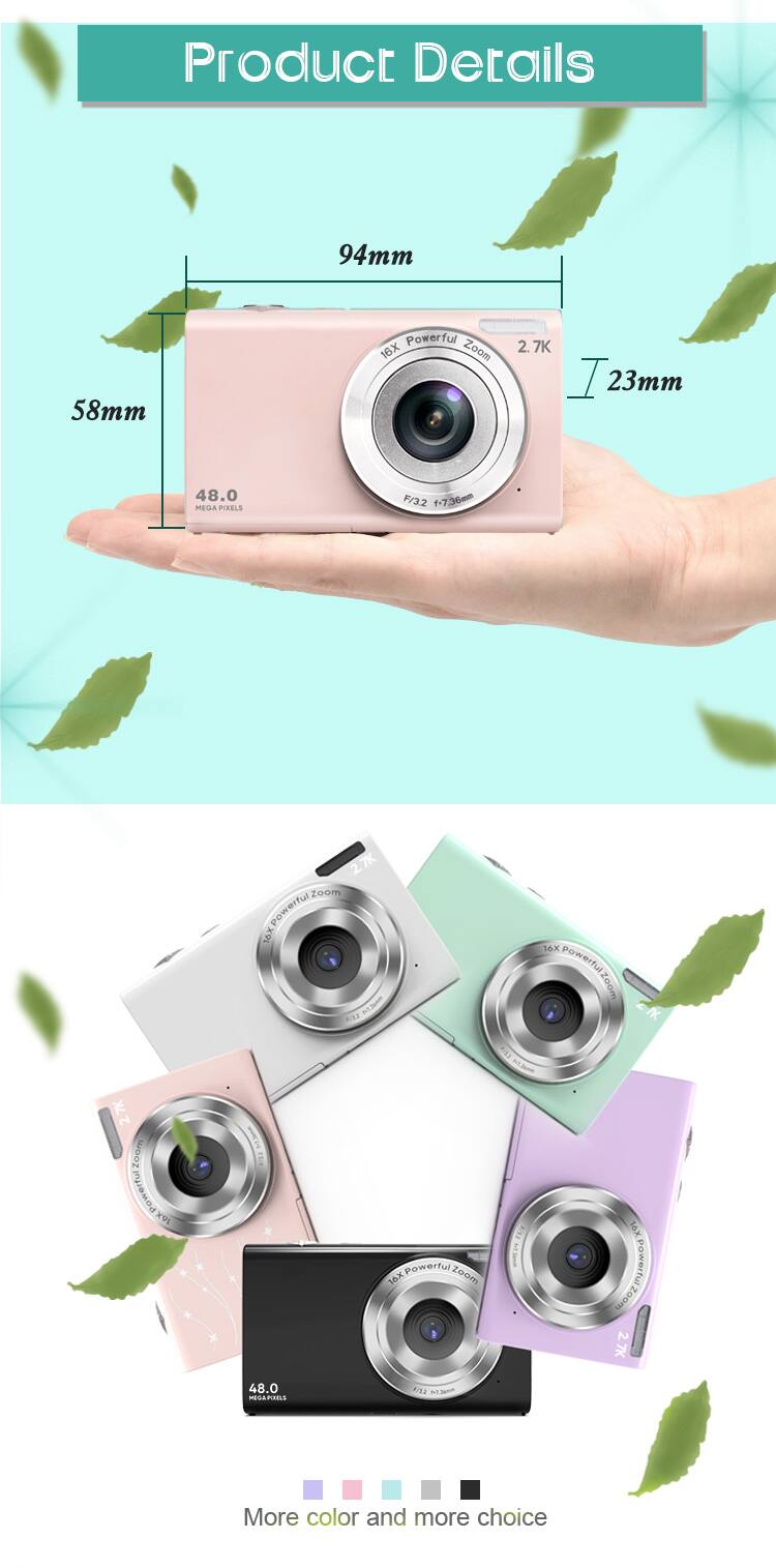 Product Details

94mm  
58mm  
Powerful 16X Zoom  
2.7K  
23mm  
48.0 MEGA PIXELS  
F/3.2 1-7.36mm  
2.7K Zoom  
Powerful Zoom  
16X  
More color and more choice