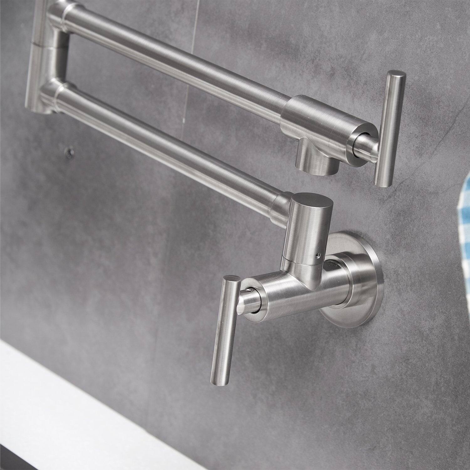 Alt View 4. Boyel Living - Brass Wall Mount Pot Filler Faucet in Brushed Nickel - Brushed Nickel.