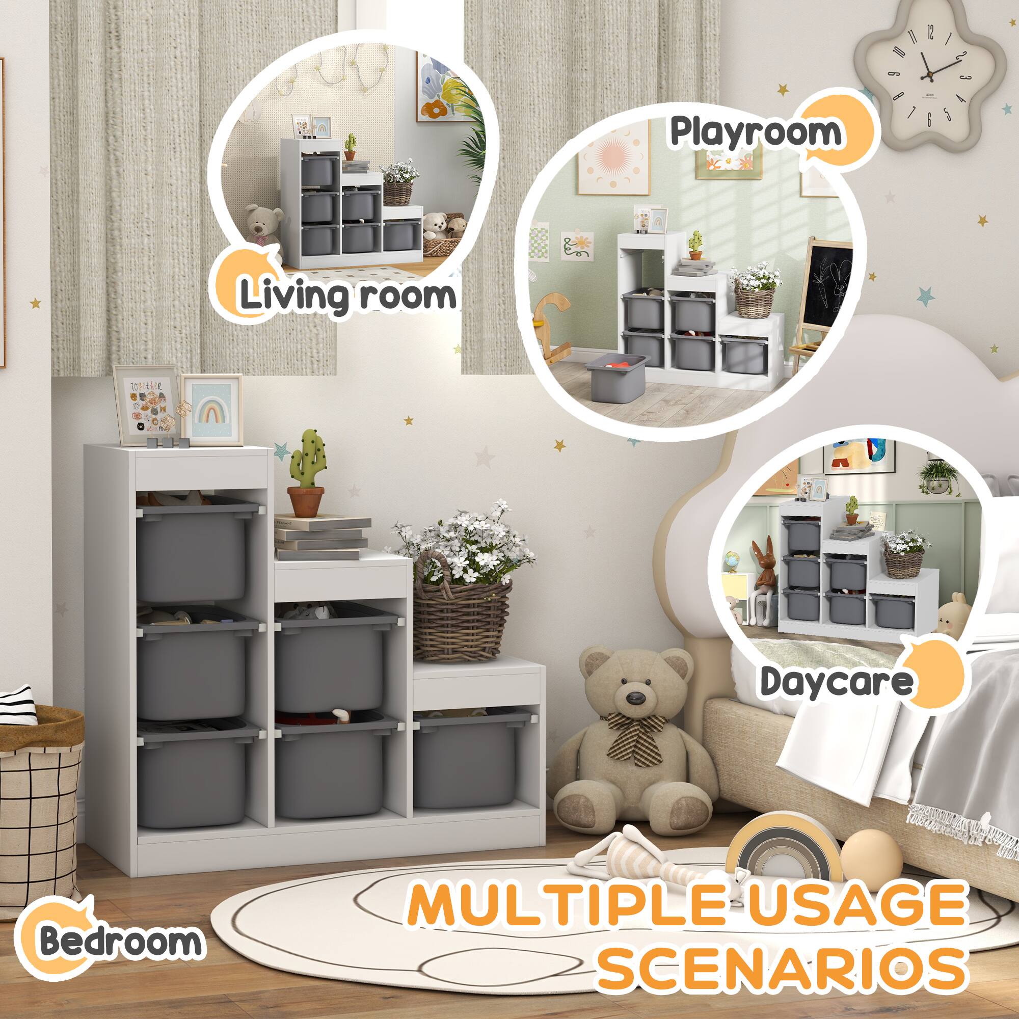 - Playroom
- Living room
- Bedroom
- Daycare

MULTIPLE USAGE SCENARIOS