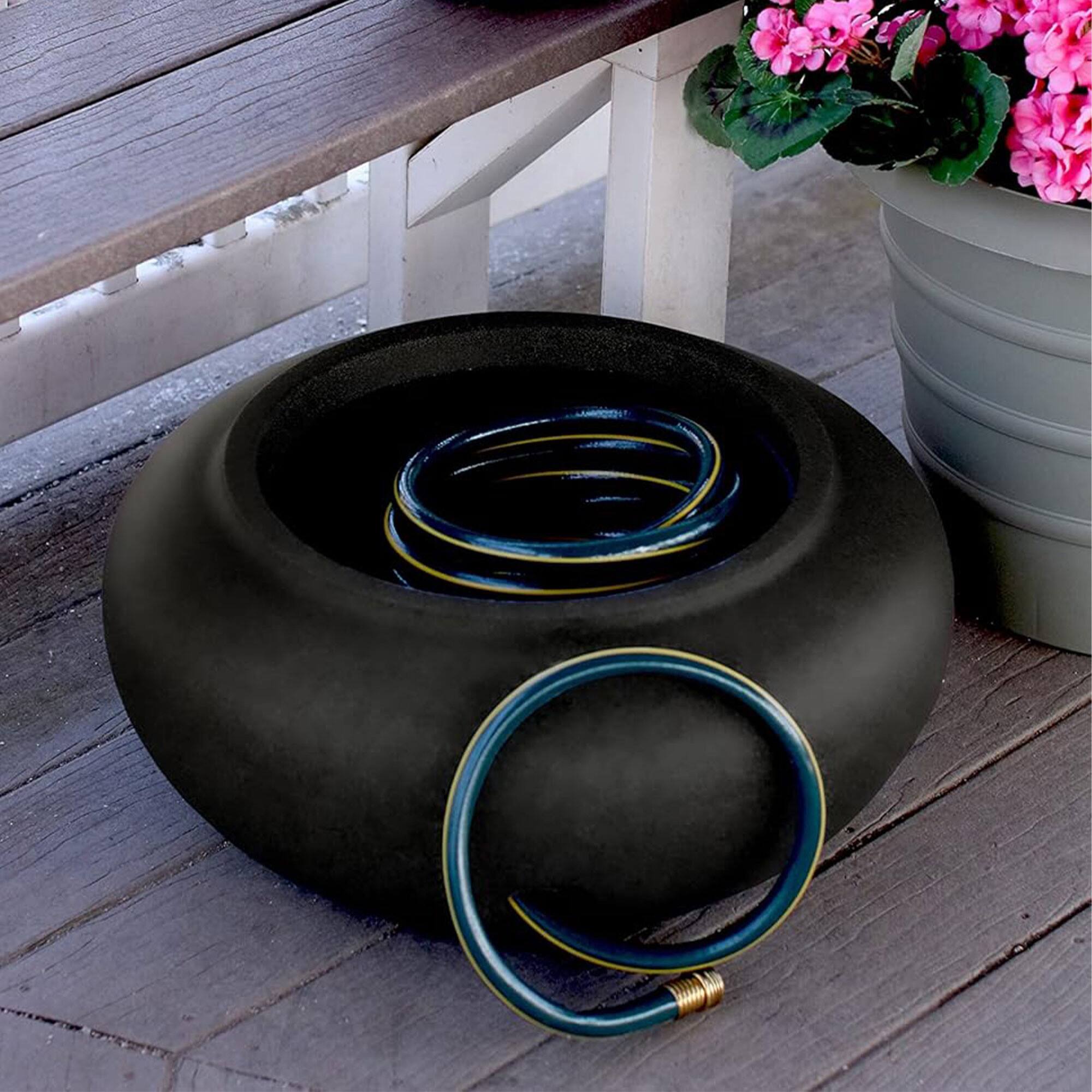 Alt View 2. The HC Companies - The HC Companies 21 Inch Garden Hose Planter Pot for Patio, Garden & Lawn, Black.