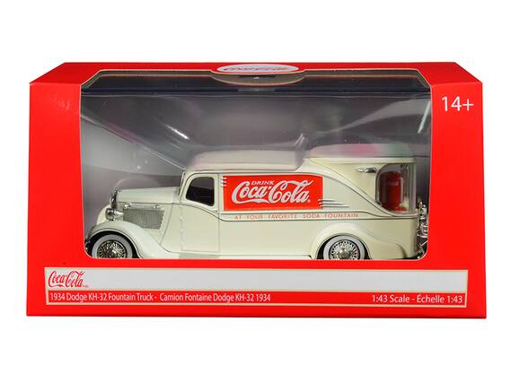 14+
DRINK Coca-Cola. AT YOUR FAVORITE SODA FOUNTAIN
Coca-Cola
1934 Dodge KH-32 Fountain Truck - Camion Fontaine Dodge KH-32 1934
1:43 Scale - Échelle 1:43