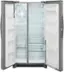 I am a large refrigerator with two empty shelves.