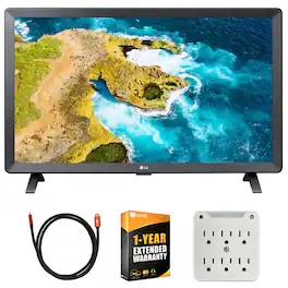 LG - 24" Class LED HD Smart webOS TV Bundle (2024) with 1 Year Extended Protection Pack + 6 FT HDMI Cable + Surge Adaptor
