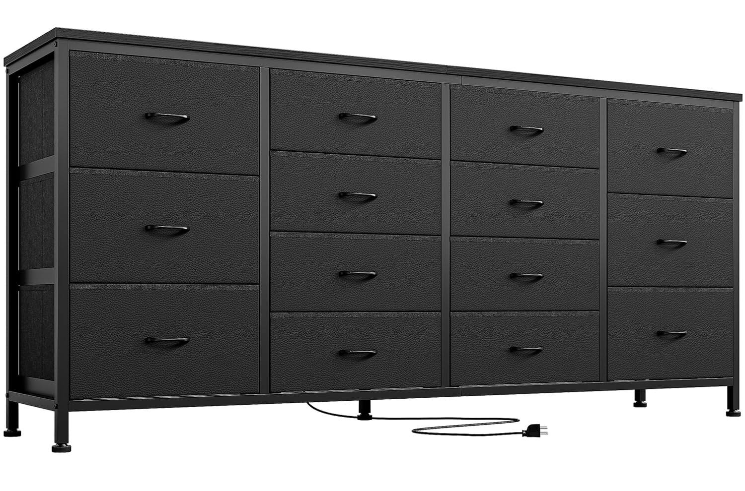 Alt View 4. GAOMON - GAOMON 63" W Dresser TV Stand for 65/70/75 Inch TV, 14 Drawer Entertainment Center with Power Outlets for Living Room - Black.