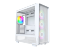 Front. Montech - MONTECH X5 ATX Mid-Tower Case, 4x ARGB Fans, Glass Panel, GPU Holder, White - White.