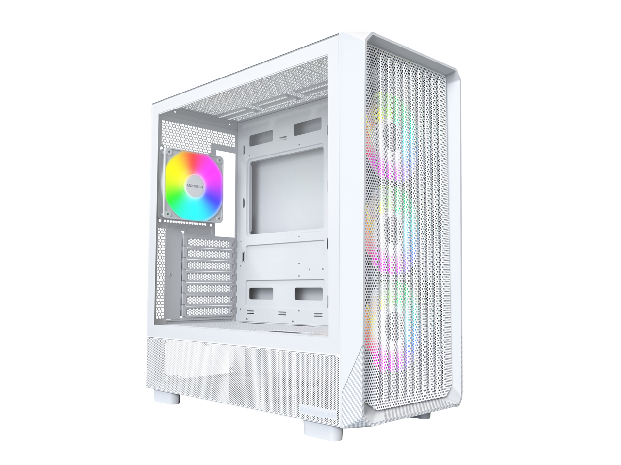 Montech - X5 ATX Mid-Tower Case, 4x ARGB Fans, Glass Panel, GPU Holder, White - White