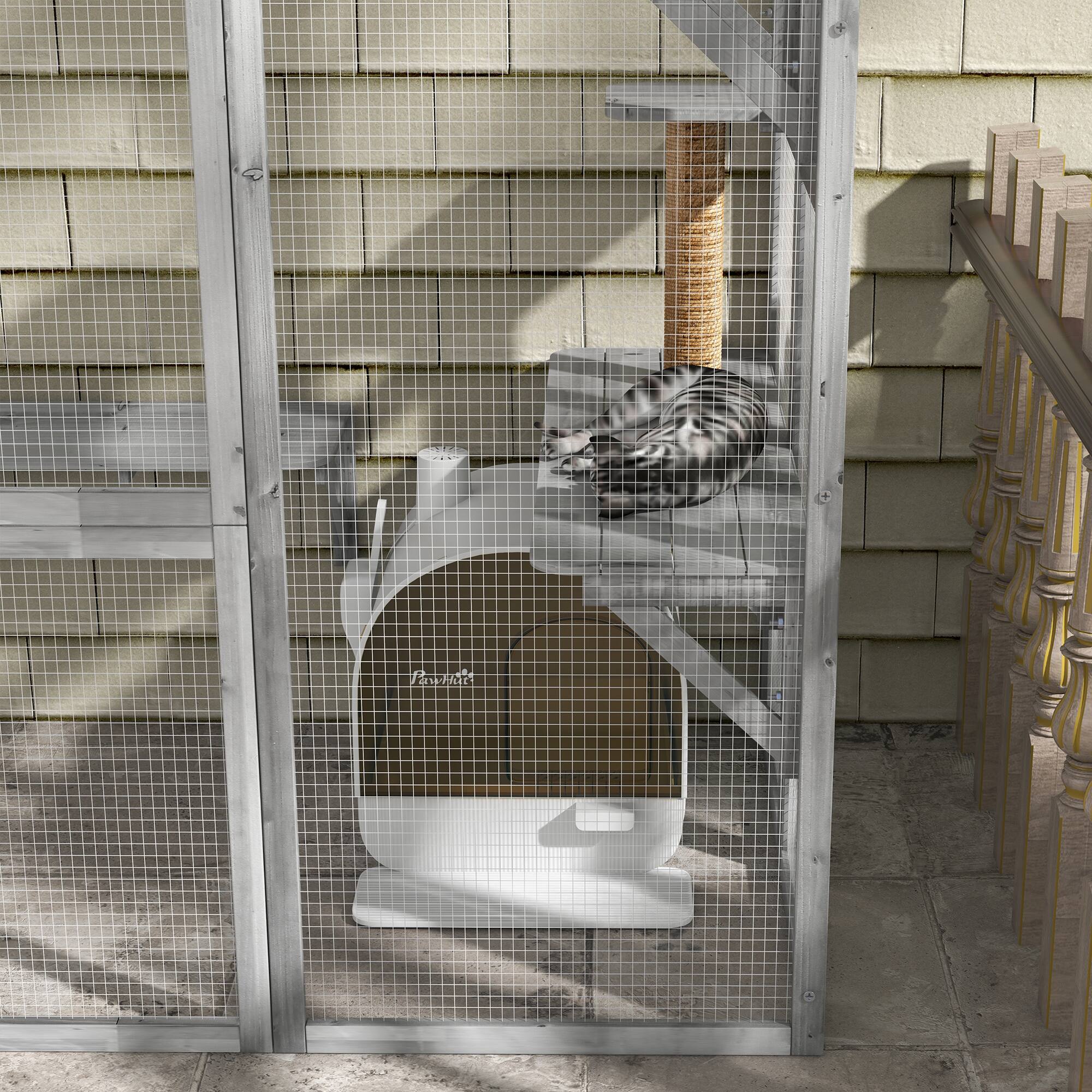 Alt View 5. Pawhut - Cat Litter Box with Lid, Covered Litter Box for Indoor Cats with Tray, Scoop, Filter, 17" x 17" x 18.5" - White.