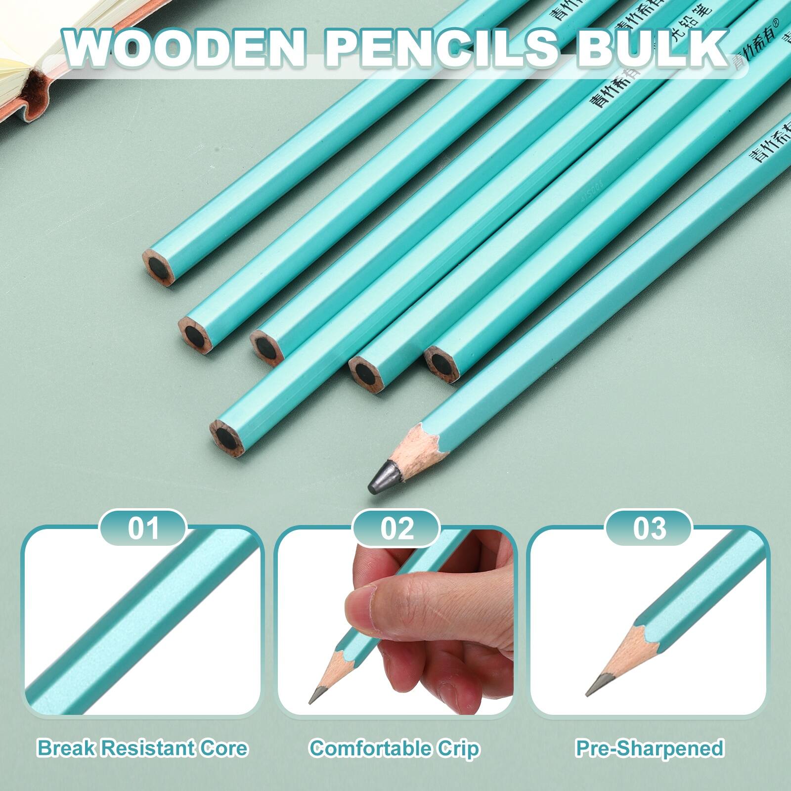 WOODEN PENCILS BULK

01 Break Resistant Core
02 Comfortable Grip
03 Pre-Sharpened