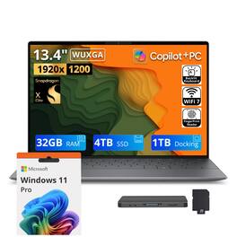Dell - Upgraded - XPS 13.4" WUXGA Copilot+ PC Laptop,Snapdragon X Elite,32GB RAM,4TB SSD+1TB Dock Set,Backlit,Fingerprint,Win11 Pro - Graphite