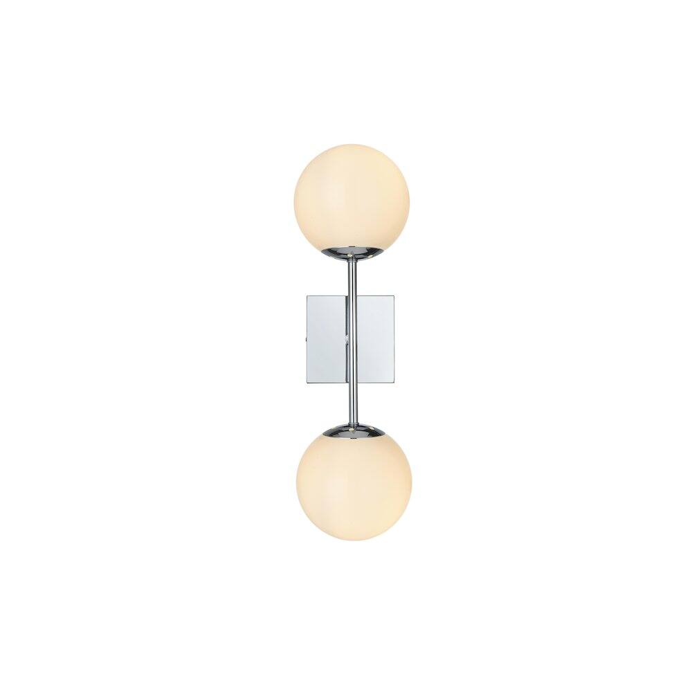 Left. Living District - Neri 6 Inch Wall Sconce White Shade in Chrome - Chrome And White.
