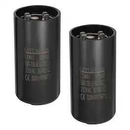 Unique Bargains - 2pcs CD60 Motor Run Capacitor, 590-708uF MFD AC250V, 50-60Hz, for Motor 53x110mm - Black