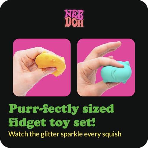 NEE DOH

Purr-fectly sized fidget toy set!  
Watch the glitter sparkle every squish