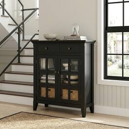 Simpli Home - Acadian Solid Wood 36 inch Wide Transitional Entryway Hallway Storage Cabinet - Black