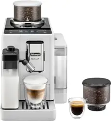 De'Longhi - Rivelia Fully Automatic Espresso Machine, Integrated Grinder, 2 Removable Bean Hoppers, Automatic Milk Frother - Arctic White - Front_Zoom