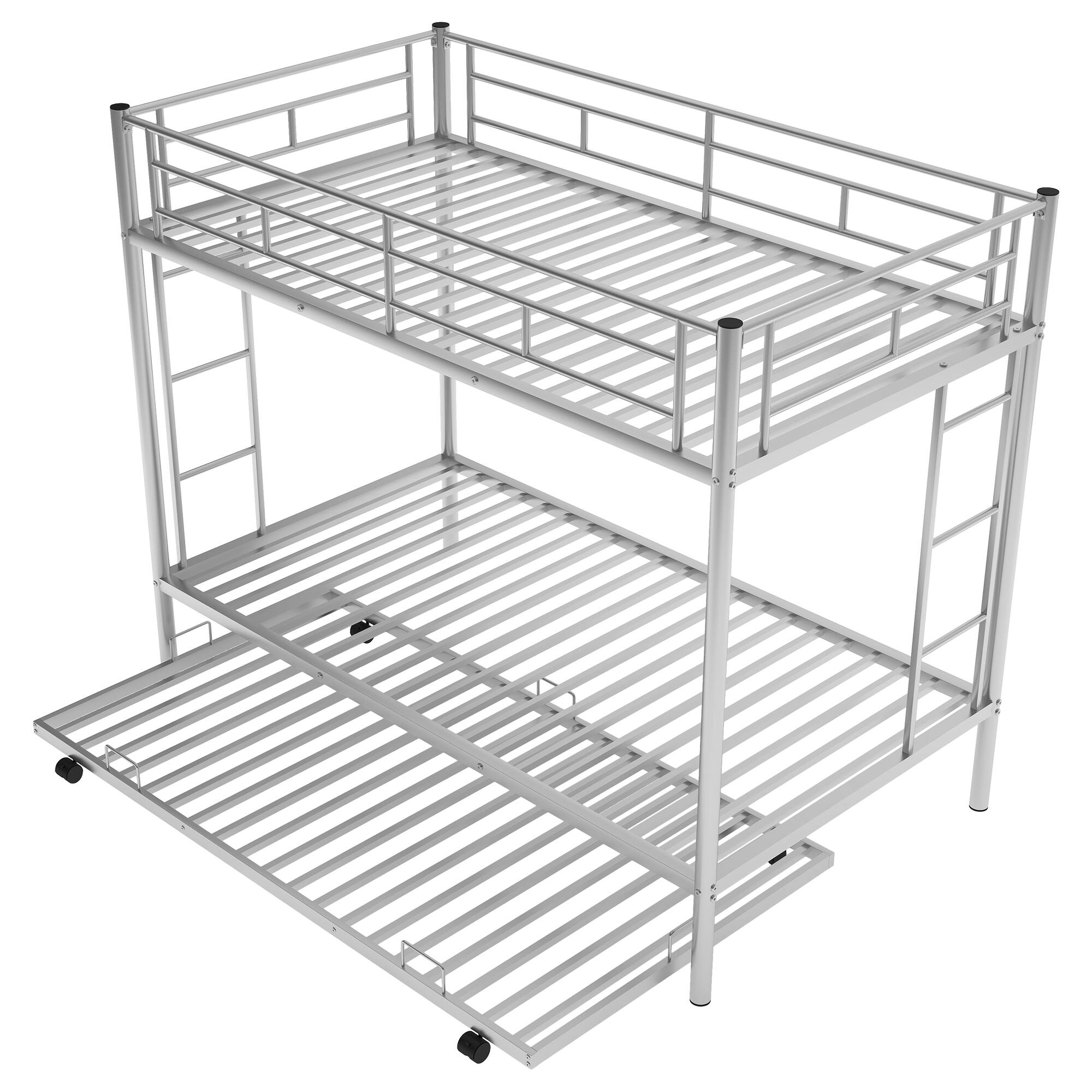 Alt View 4. GOODSILO - Twin over Twin Bunk Bed with Trundle - Silver.