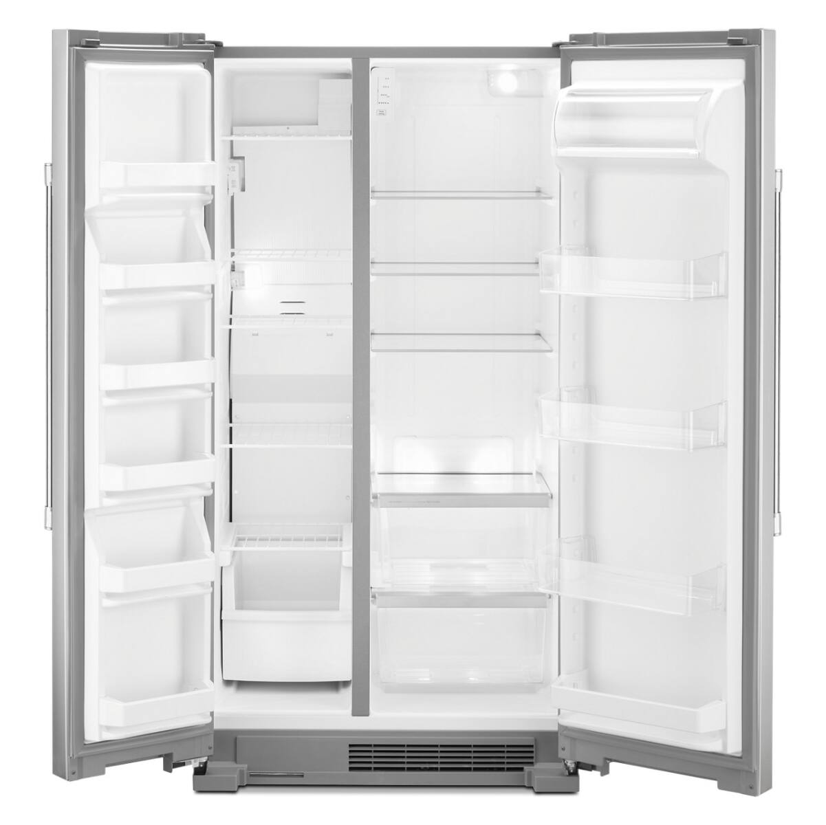 Angle. Maytag - 25 Cu. Ft. Side-by-Side Freestanding Refrigerator with Humidity-Controlled FreshLock Crisper - Fingerprint-Resistant Stainless Finish.