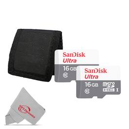 SanDisk Professional - 2x SanDisk 16GB Ultra UHS-I microSDHC Memory Card with SD Adapter and Card Wallet