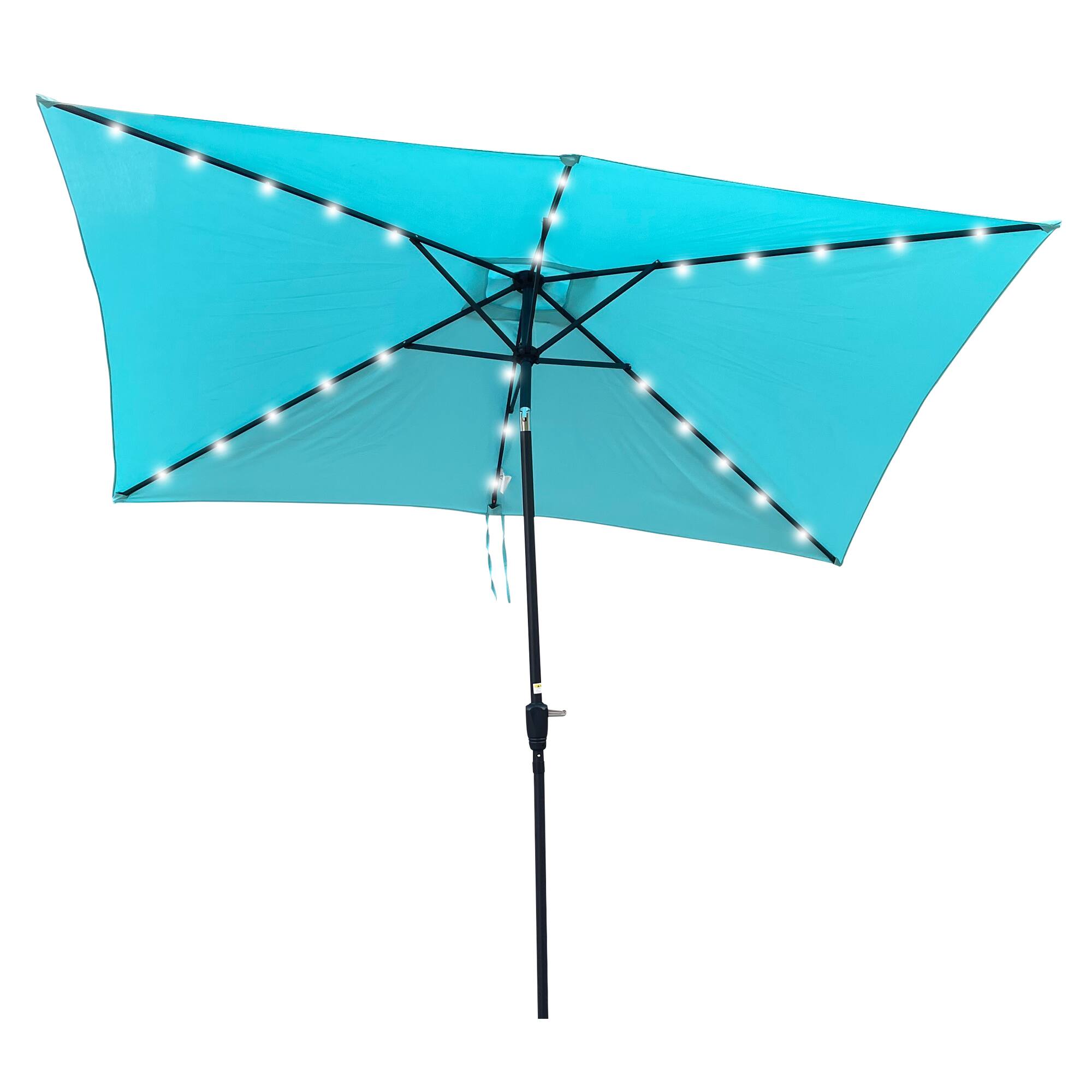 Alt View 2. Loheer - Loheer 10x6.5 Rectangular Patio Umbrella Solar Lighted Outdoor Shade with Crank Lift and Push Button Tilt.
