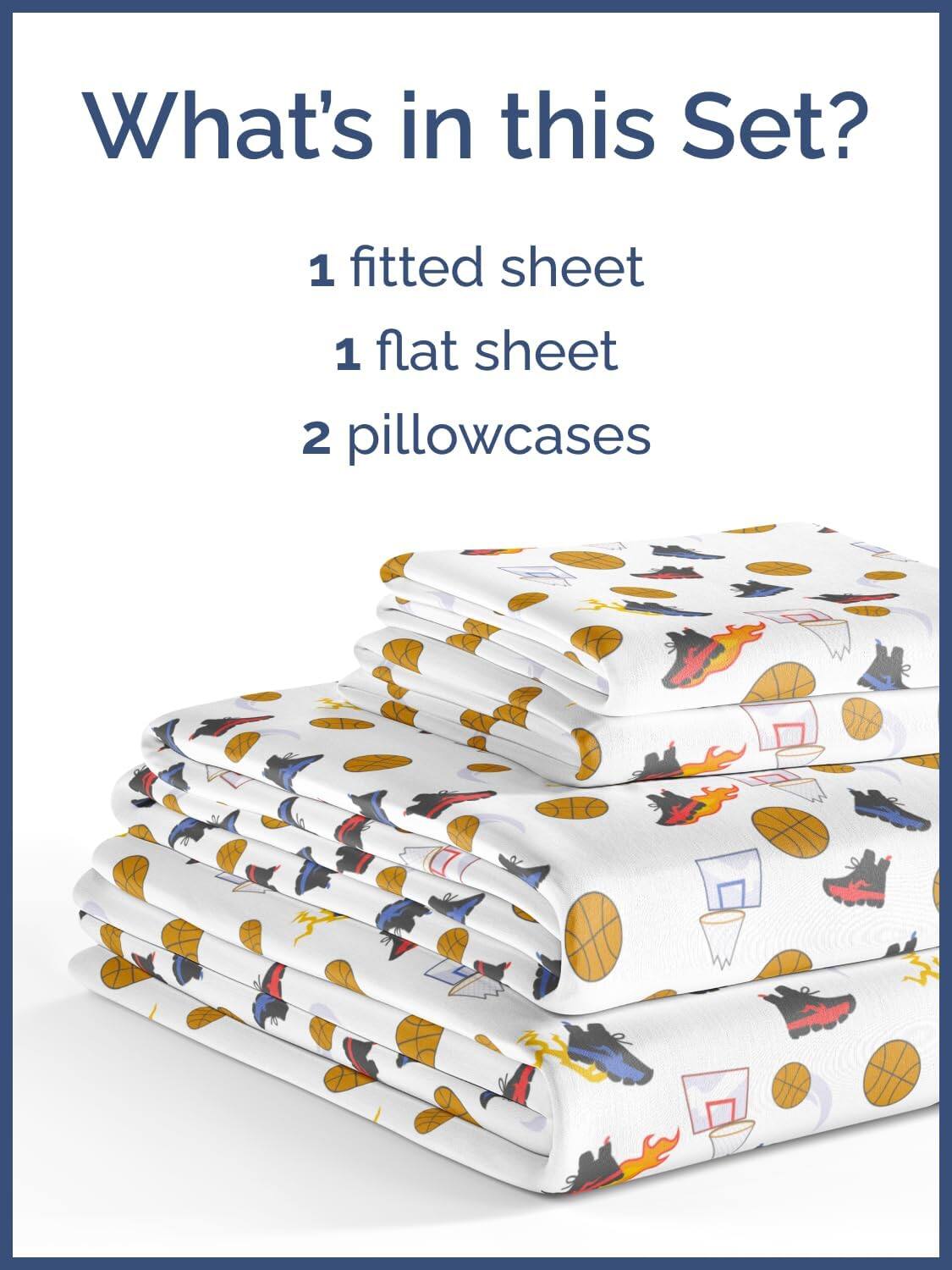 What's in this Set?  
1 fitted sheet  
1 flat sheet  
2 pillowcases