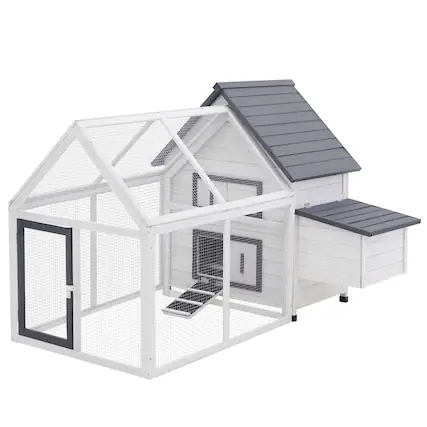 Front. Pawhut - 65" Chicken Coop Wooden Chicken House Rabbit Hutch Poultry Cage Hen Pen Backyard with Nesting Box.