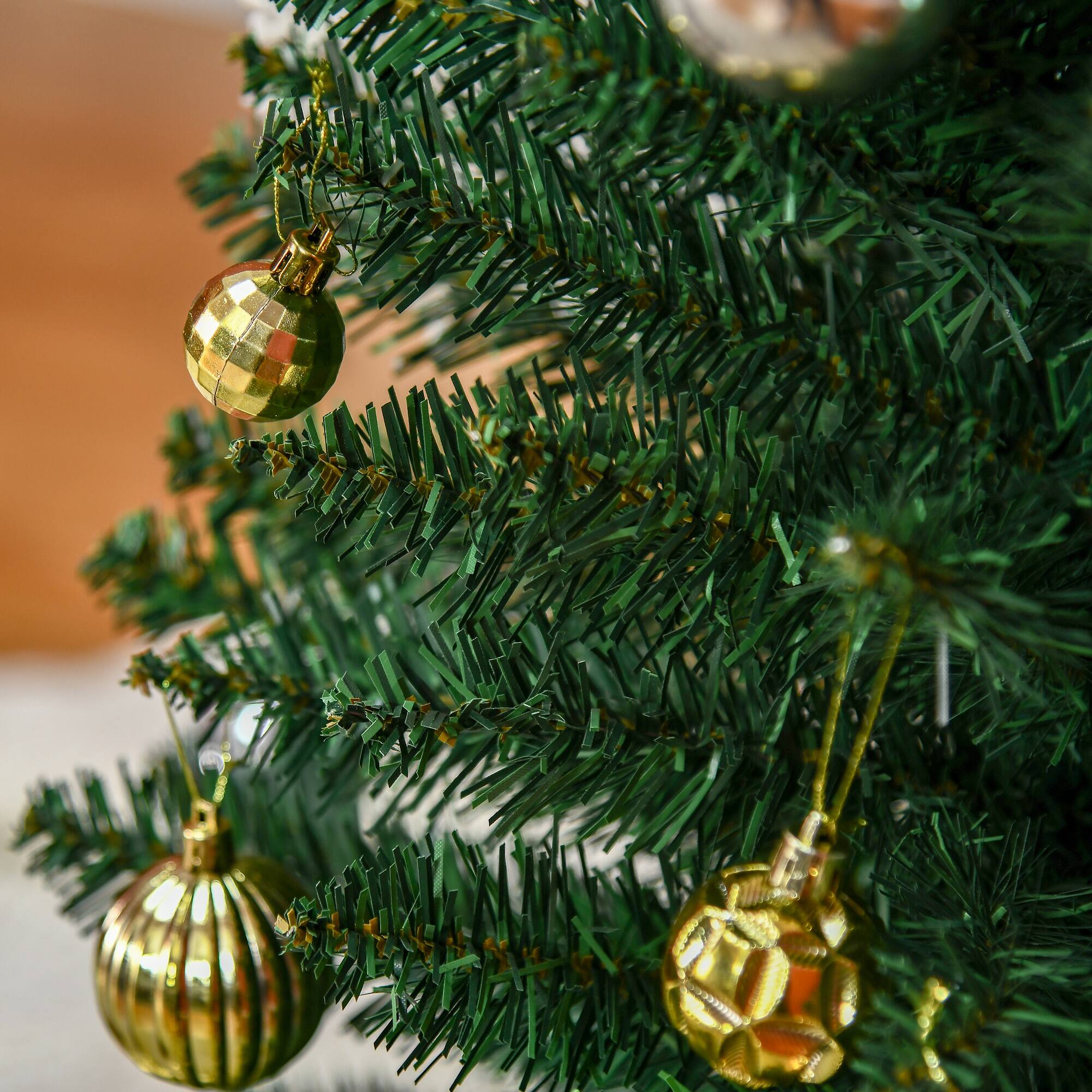 Alt View 8. Homcom - Artificial Pencil Christmas Tree, Slim Xmas Tree with 390 Realistic Branch Tips and Plastic Stand - Green.