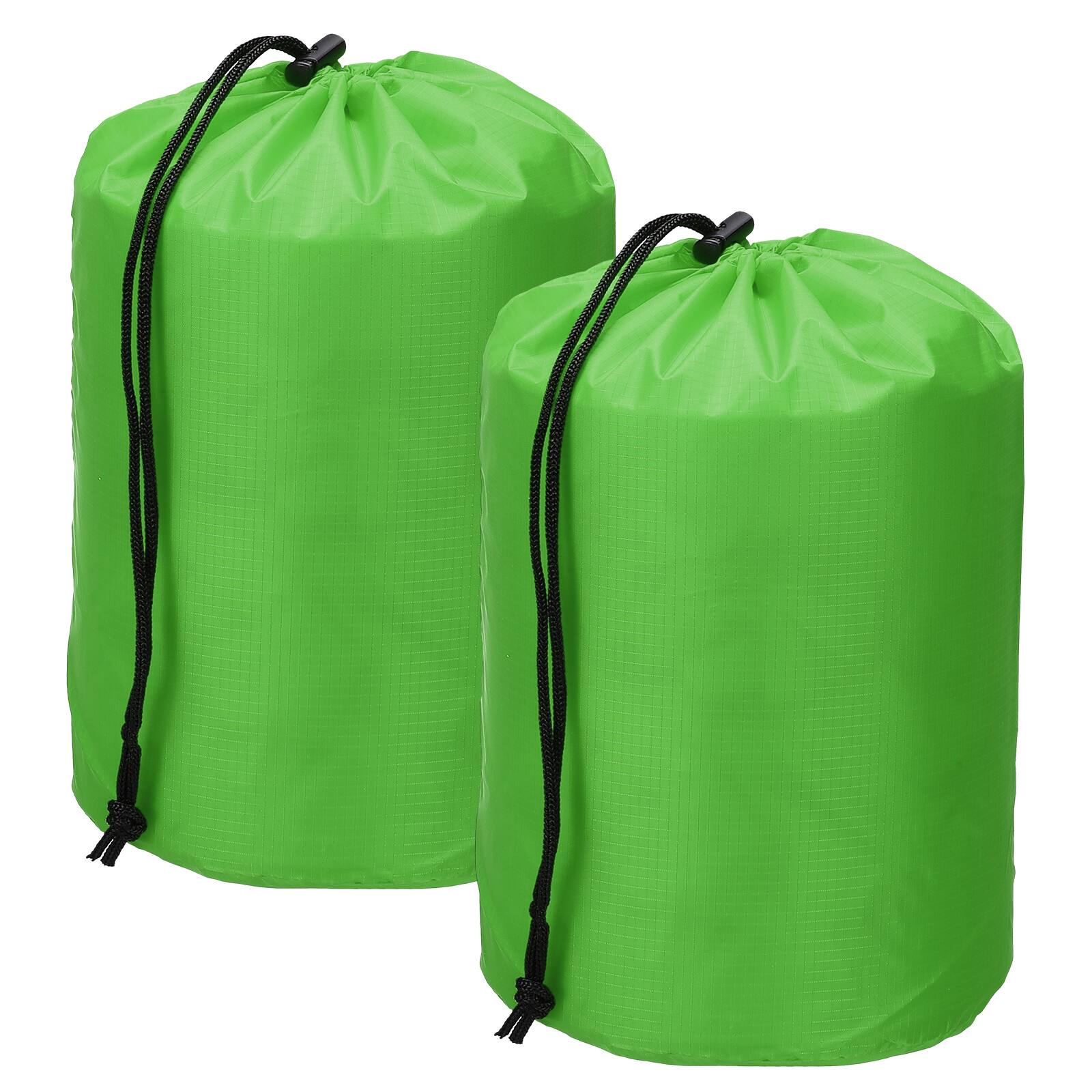 Front. Unique Bargains - Drawstring Bag w/ Toggle & Cinch, Portable Outdoor Ditty Bag, 7x13in & 2pcs for Backpacking/Camping/Traveling - Grass Green.