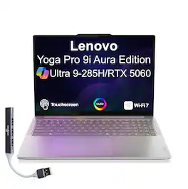Lenovo - Yoga Pro 9i Aura Edition Laptop 16.0 3.2K Display (Ultra 9-285H, 32GB, 1TB SSD, Win 11 Home) w/USB Hub - Luna Grey