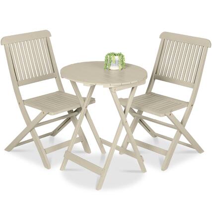 Front. Best Choice Products - Best Choice Products 3-Piece Acacia Wood Bistro Set, Folding Patio Furniture w/ 2 Chairs, Table - Cream - Cream.