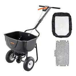 VEVOR - Walk Behind Spreader, 60LBS Capacity, Push Spreader with Hopper Grate, 0-9.8 ft Spreading Width, for Seed, Fertilizer - Black