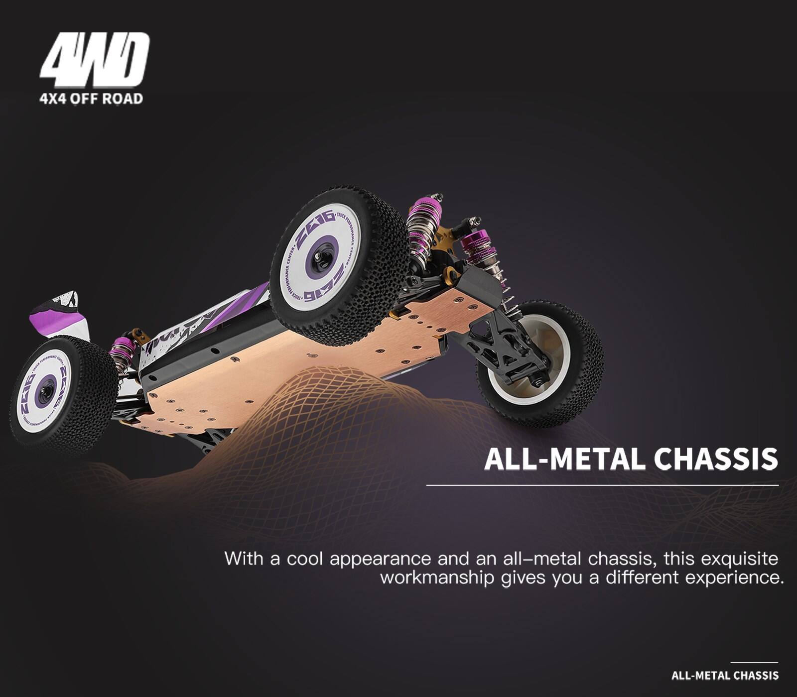 4WD  
4X4 OFF ROAD  

ALL-METAL CHASSIS  

With a cool appearance and an all-metal chassis, this exquisite workmanship gives you a different experience.