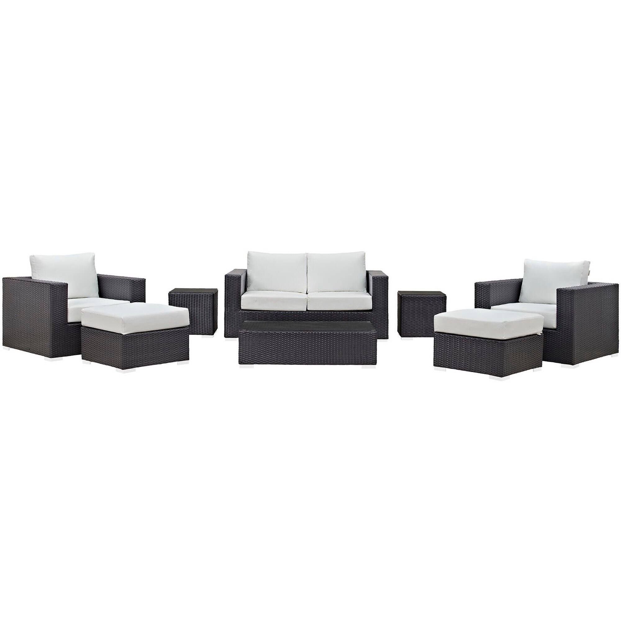 Left. Modway - Convene 8-Piece Outdoor Patio Sectional Sofa Set - Espresso White.