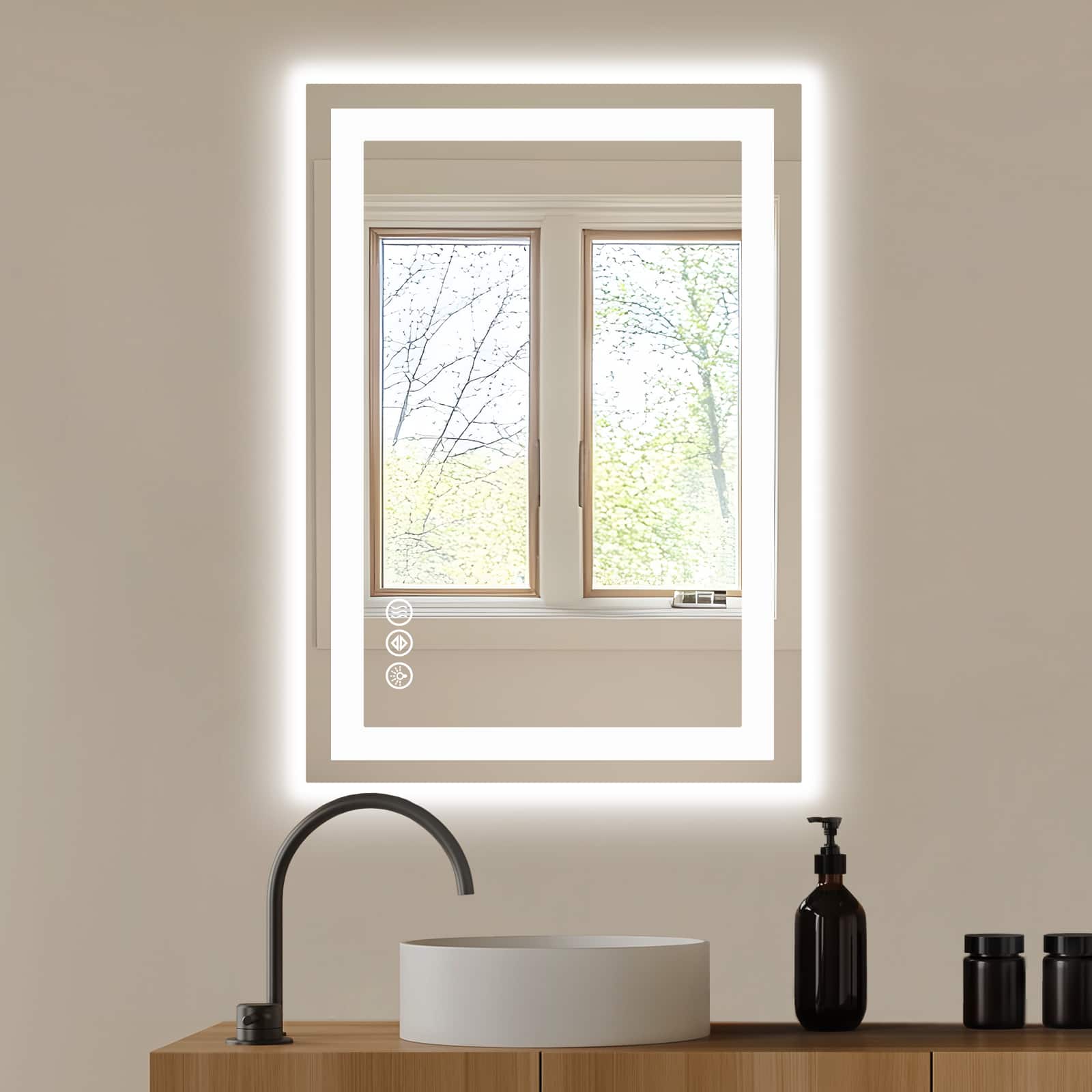 Anysun - 20" x 28" Anti-Fog LED Bathroom Mirror - Dual Light Source & Three Lighting Modes