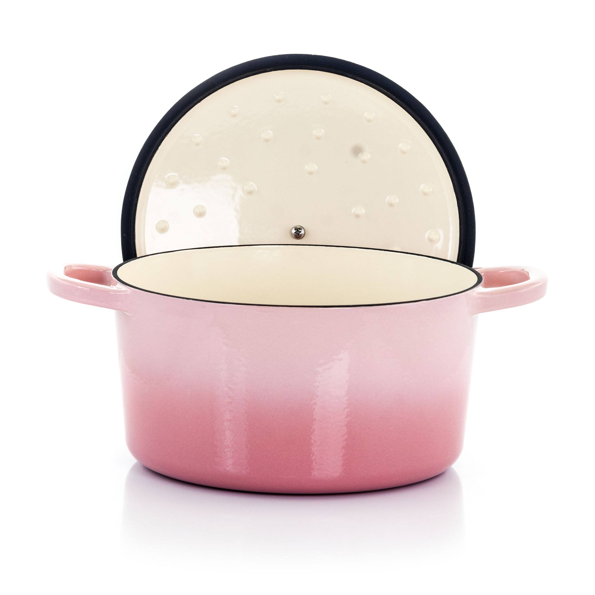 Alt View 2. Crockpot - Crock-Pot Artisan 2 Piece 5 Quarts Enamled Cast Iron Dutch Oven in Blush Pink - Blush Pink.