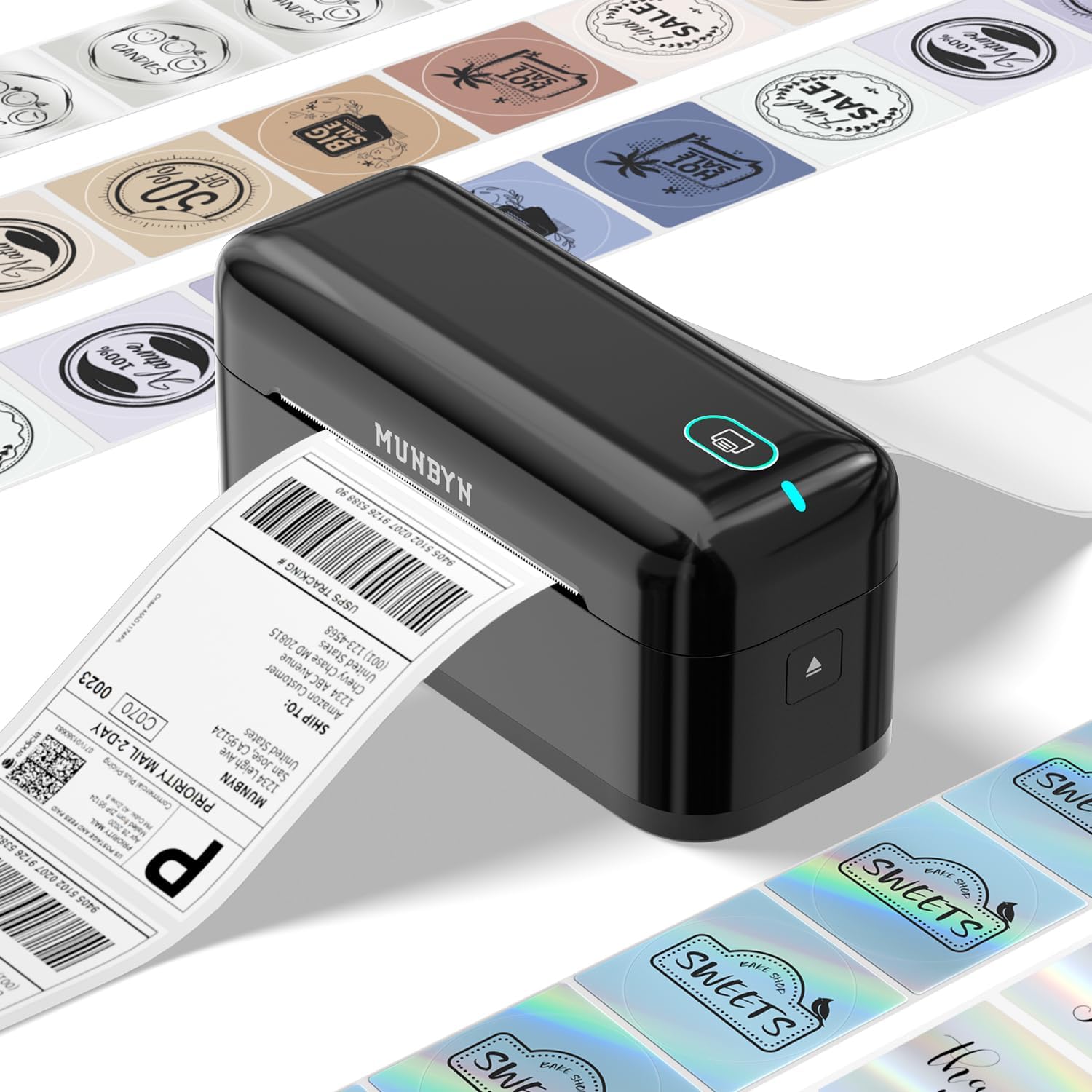 MUNBYN - Bluetooth Thermal Label Printer RealWriter RW402B - Black